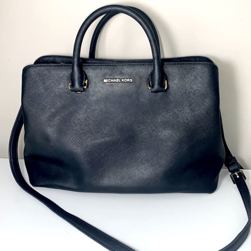 Michael Kors black “Cindy” dome satchel